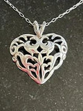 NEW LISTINGVintage Art Nouveau Revival Sterling Silver Heart Lily Pendant Necklace 22??? 925