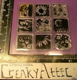 FLOWER SQUARES LILY DAISY ROSE 9 CLEAR STAMPS CREAKYATTIC