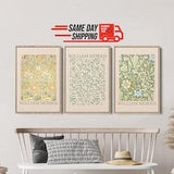 Framed Canvas Wall Art Set of 3 Wildflower Floral Botanical Art by William Morris Prints Minimalist Modern Art Boho Decor for Livingroom