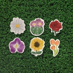 Flower Sticker | Planner & Bullet Journal Stickers Pack of 6 | Vinyl And Waterproof | Daisy | Rose | Orchid | Sunflower | Tulip | cactus