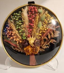 Vintage Dried Flowers Wall Art in Plastic Dome