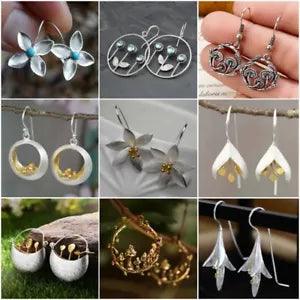 Fashion 925 Silver Flower Lily Dangle Drop Hook Earrings Wedding Jewelry A Pair