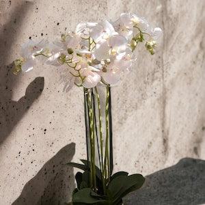 Elegant Home Decor: Large Artificial Pink Orchid Plant - Realistic Silk Flowers