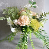 Spring Bridal Bouquet, Soft color rose wedding bouquet with draping foliage, bridesmaid bouquet, flower girl bouquet,destination wedding