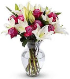 Roses and Lilies, Prime Delivery, Vase Included, Grower Direct Fresh Lavender