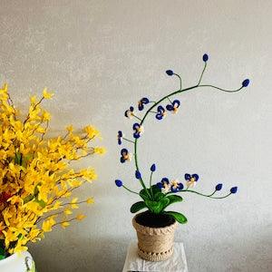 Handmade crochet butterfly orchid potted ornaments artifact handicraft home decor Amigurumi flower Bouquet decor gifts for her