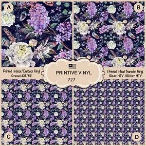 Watercolor Peonies, Lilac Patterned HTV, Adhesive Vinyl, Heat Transfer Vinyl 727