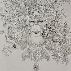 MOTHER NATURE wall art print . orchid moth tillandsia botanical art