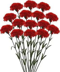 Artificial Synthetic Single Carnation Flower Stick Home Decor Set of 15 stick