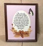 Framed Vintage Handmade Our Family Dried Flowers Butterfly Calligraphy Art