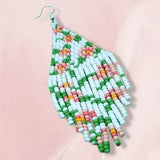 Flower earrings, Beaded earrings, Floral beaded earrings Fringe earrings  Long fringe earrings Tassel Bohemian earrings gift for her