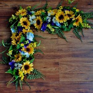 Wedding Garland,Sunflower Swag, Wedding Backdrop, Wedding Arch Flowers, Extra Large Wedding Swag,  Silk Arch Flowers, Corner Wedding Swag