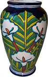 Talavera Lily Mexican Ceramic Handmade Flower Pottery Vase 10"