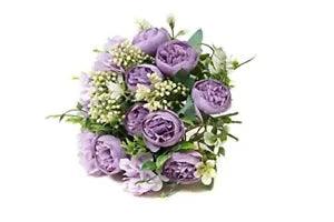 Artificial Flowers Fake Peony Silk Mini Plastic Bridal Flowers 4 Light Purple