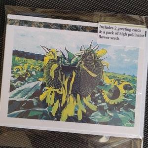 Blank cards, sunflower, thank you card, thinking of you, sunflower card, sunflower seeds, seed cards, cards with seeds, greeting card,