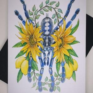Tarantula Greeting Card, Gift, Flowers, P.metallica, Sunflower, Pokie, Spider, Sapphire Gooty