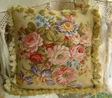 18" Elegant Vtg. Country Rose Lily Various Blooming Flowers Needlepoint Pillow
