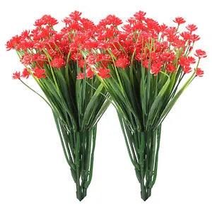 Artificial Flower Heads, Plastic Mini Peony Hydrangea Red Faux Flowers 6Pcs