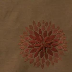 FAUX SILK CARNATION TERRA RED ORANGE EMBROIDERED FLORAL FABRIC 8.5 YARDS 58"W