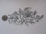 SHIP FROM NY - Temporary Tattoo -  6" long Peony Flower