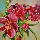 Peony Painting Peonies Wall Art Original Oil Painting Floral Artwork Impasto Art