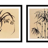 Orchids and bamboo. Ink on rice paper. Japanese art. Chinese art. Sumie. Unframed.