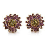 Heidi Daus Water Lilies Earrings Purple Multi Clip CRYSTALS FLOWERS!!!
