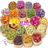 Flores Secas, 21 Bolsas Flores Secas 100% Naturales Kit De Hierbas Para Jabo...