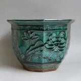 14cm Chinese Antique Ceramics Peony Flower Pattern Flowerpot Handicraft Decor