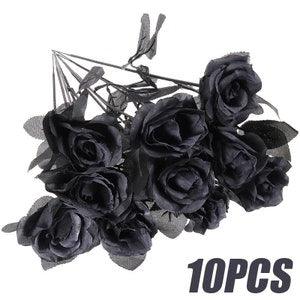 10pcs/Lot 45CM Artificial Black Rose Flower Halloween Gothic Flowers Wedding Home Party Fake Flower Dcor