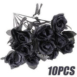 10pcs/Lot 45CM Artificial Black Rose Flower Halloween Gothic Flowers Wedding Home Party Fake Flower Dcor