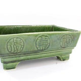 Planter, Porcelain Cache Plant Holder, Orchid Planter, MCM Pottery, USA Made, Incised Chinese Seals or Chops Green  Free USA Ship