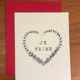 Je T'aime - Valentine's Card with Plantable Wildflower Seed Paper