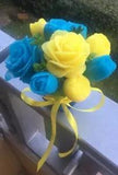 Handmade soap bouquet for decoration or present in colors of Ukraine gift