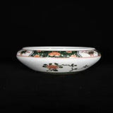 8.8" Old Porcelain Qing dynasty kangxi mark wucai peony flower bird Brush Washer