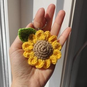 Crochet Sunflower Keychain, Sunflower, Keychain