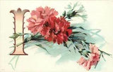 c1907 Large Alphabet Letter Postcard 785, "I" Carnation Flowers Unposted XLNT
