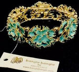 bangle bangle Amrita Singh Gold Turquoise Flower Stretch Chunky Bracelet New