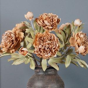 Faux Peony Stem with Bud, Artificial Flower Craft, Vintage Home Floral Decor, Bridal Bouquet Material, Wedding Party Arrangement Centerpiece