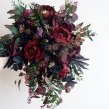 Cascading bouquet Burgundy Black Bridal Bouquet, Wedding bouquet, Bridesmaid bouquets Wedding Boho Bouquet, Flower bouquet