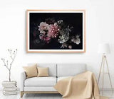 Peony Flowers Print,Peony Wall Art,Flowers on Dark Framed Flower Wall Art,Floral