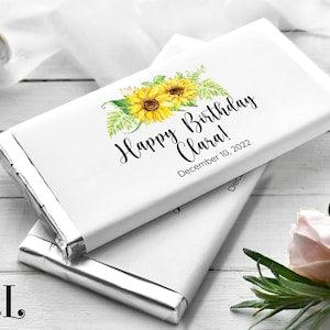Printed Labels for Full Size Candy Bar Chocolate Bar Stickers Wedding Favor - Sunflower Bouquet SF19