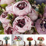 13 Heads Artificial Fake Flowers Silk Peony Bouquet Wedding Realistic Home Decor