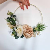 Champagne Peony and White rose floral hoop. Flower wreath. Bridesmaid flowers. Flower girl Hoop. Flower Girl flowers. Wedding