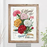 VINTAGE FLOWERS Art Print Poster Carnations Bouquet Florist Floral Wall Decor