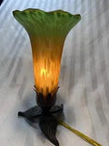 8??? Amber & Green Shade Lily Accent Lamp.