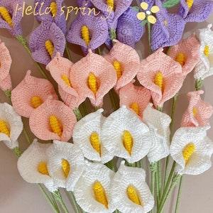 Calla Lotus Bunch, Calla Lily Branch,Crochet Flowers Bouquet, Handmade Knitted Flowers, Gift For Her,Gifts For Friends