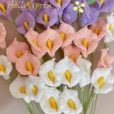 Calla Lotus Bunch, Calla Lily Branch,Crochet Flowers Bouquet, Handmade Knitted Flowers, Gift For Her,Gifts For Friends
