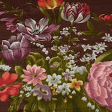 1.7 Yd 1950s Vintage sateen Fabric, bouquet tulips peonies, Home Decor
