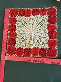 VINTAGE UNUSED ROBLEE SCALLOPED CARNATION FLOWER FLORAL LG HANKIE HANDKERCHIEF
